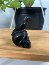 Load image into Gallery viewer, Black Obsidian Raven and Skull
