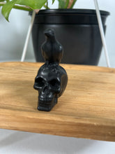 Load image into Gallery viewer, Black Obsidian Raven and Skull
