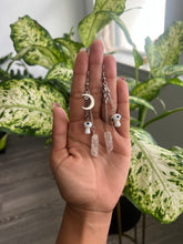 Load image into Gallery viewer, Clear Quartz Sun &amp; Moon Mushroom Earrings
