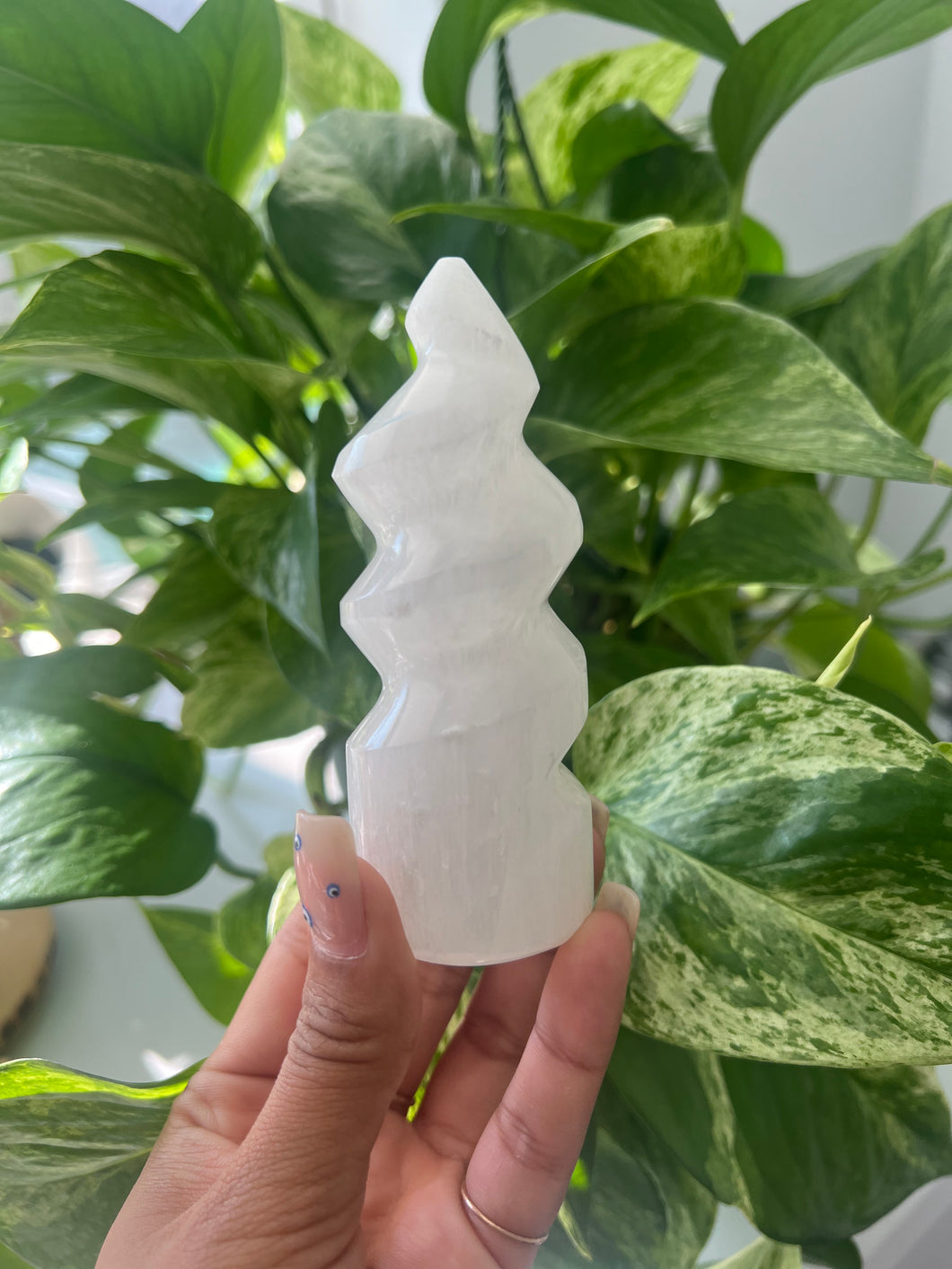 Satin Spar (Selenite) Spiral Tower