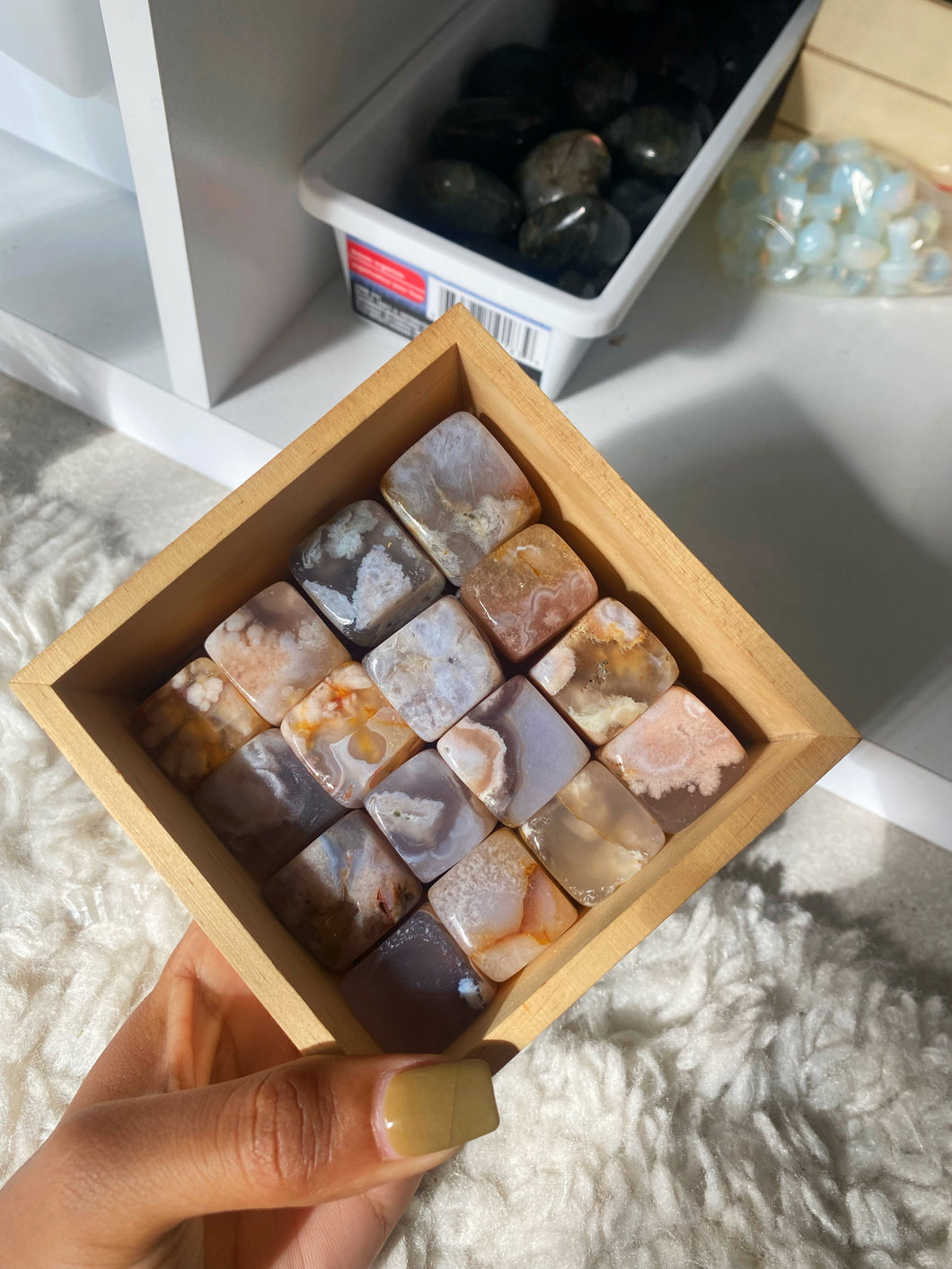 Flower Agate Cube